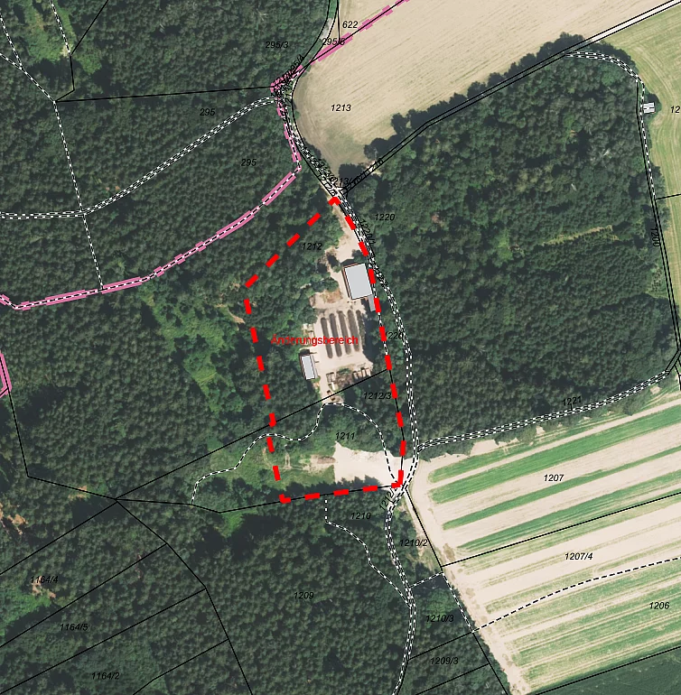 Abb.1: Geltungsbereich der 7. Änderung des Flächennutzungsplans „Sondergebiet Komposthof und Bauschutt-Recyclinganlage“ ohne Maßstab, © Bay. Vermessungsverwaltung
